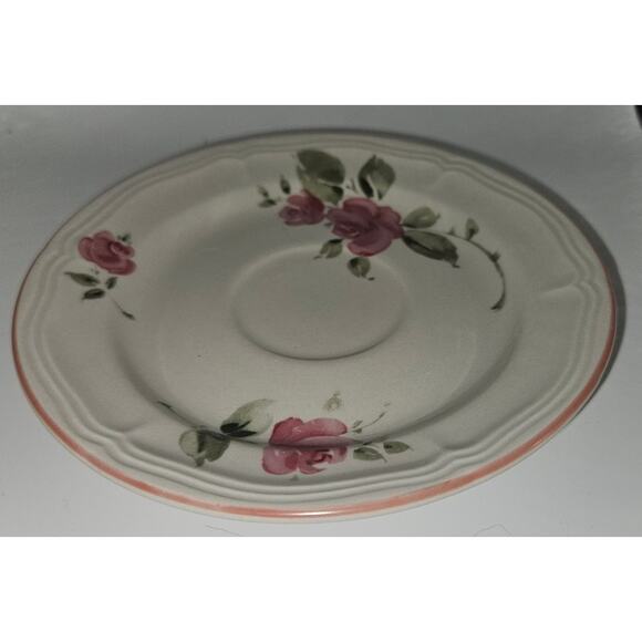 Gibson Rose Floral 6.5" Saucers Set of 4 Vintage Stoneware - Picture 1 of 2
